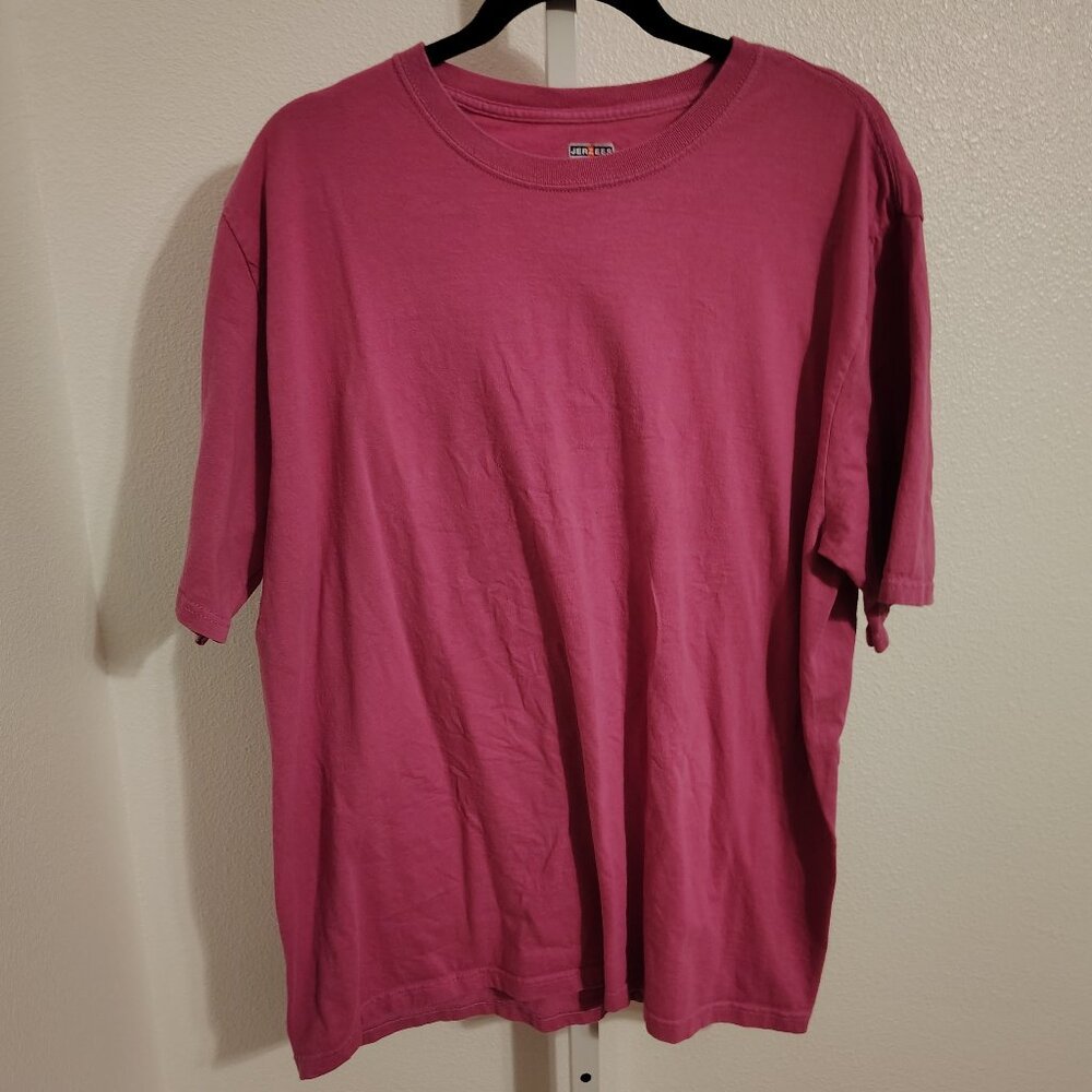 Jerzees Women's Short Sleeve Crewneck Top Size XL Cotton Pink Vintage - Picture 1 of 10